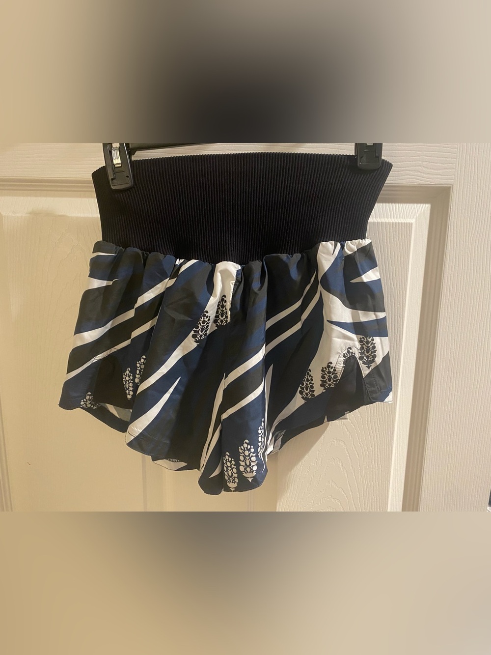Free People Black and White High-Waist Athletic Shorts
